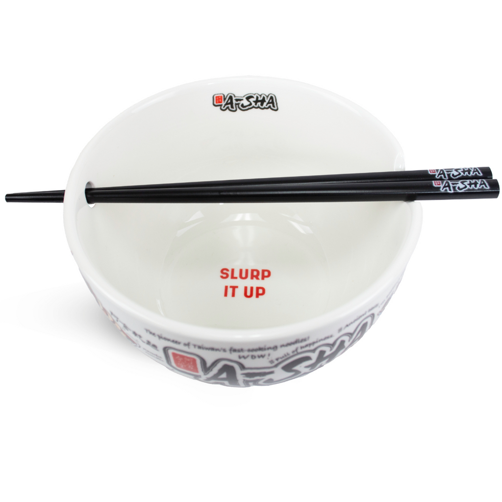 A-Sha Ceramic Ramen Bowl with Chopsticks - Easy Noodle Night Favorite